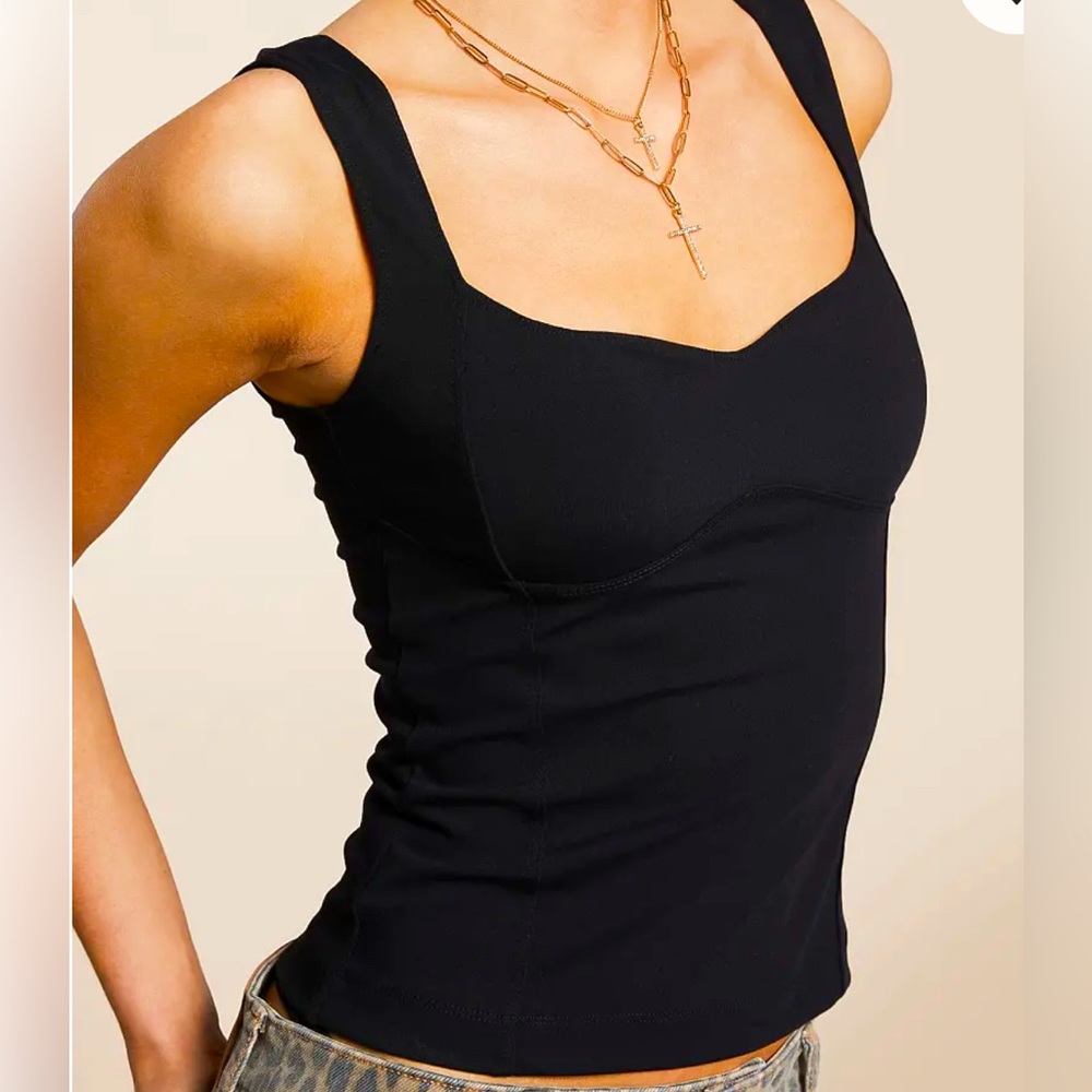 FREE PEOPLE Somewhere Sometime Black Tank Top--NEW--M